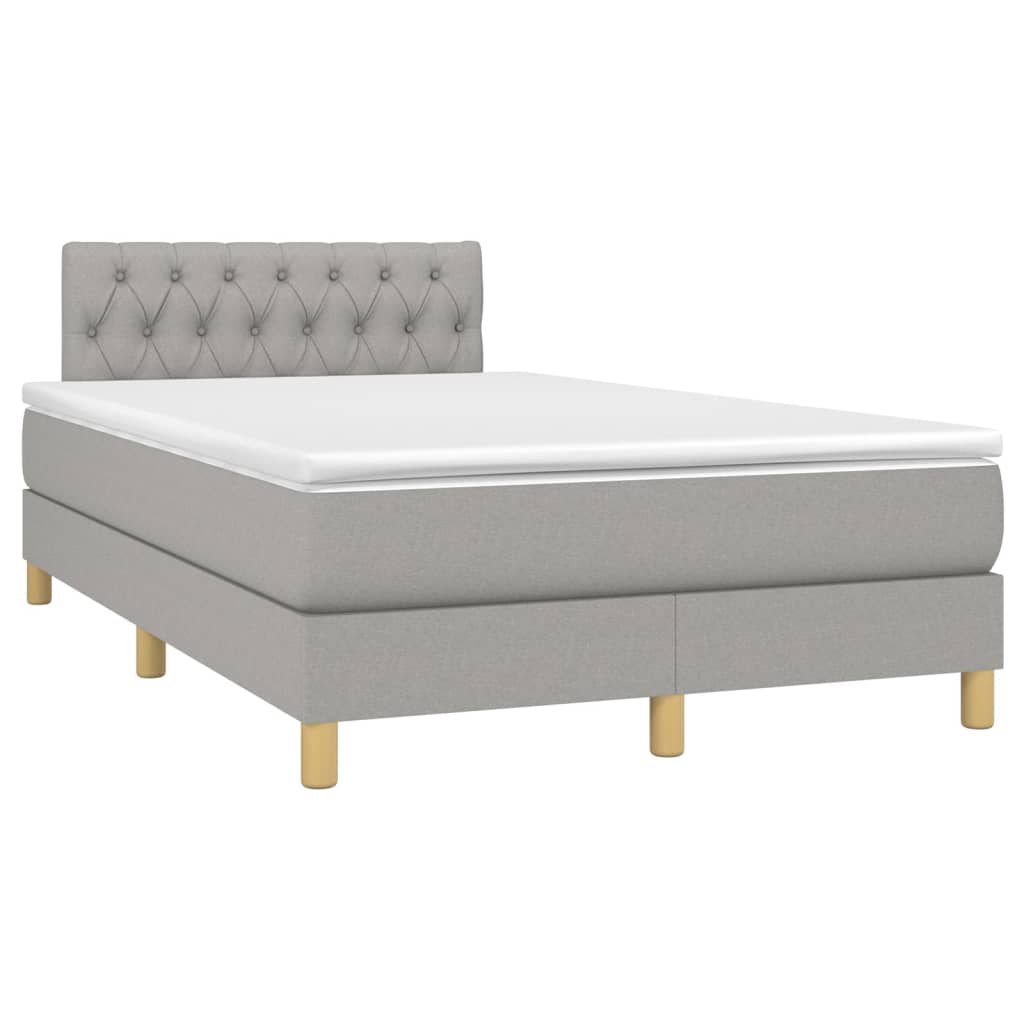 vidaXL Κρεβάτι Boxspring με Στρώμα & LED Αν.Γκρι 120x200 εκ Υφασμάτινο