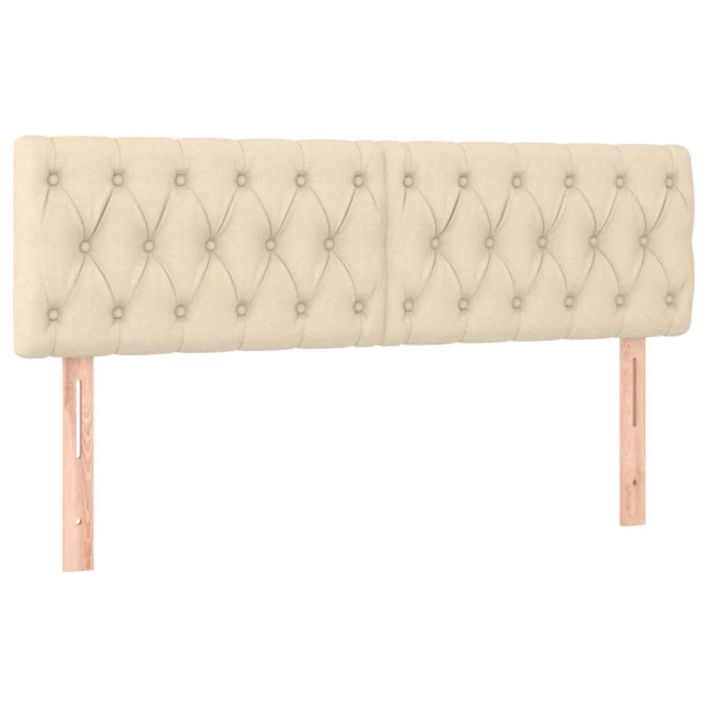 vidaXL Κρεβάτι Boxspring με Στρώμα & LED Κρεμ 140x190 εκ. Υφασμάτινο
