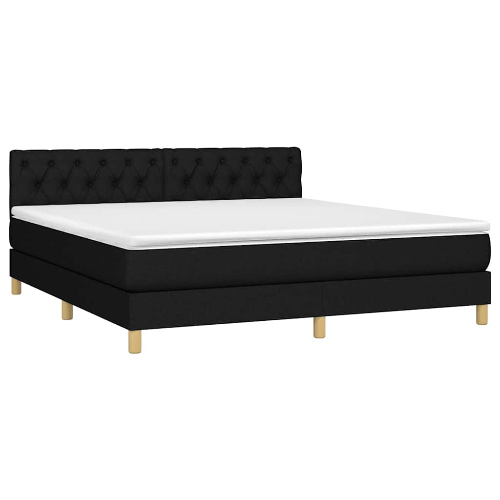 vidaXL Κρεβάτι Boxspring με Στρώμα & LED Μαύρο 160x200 εκ. Υφασμάτινο