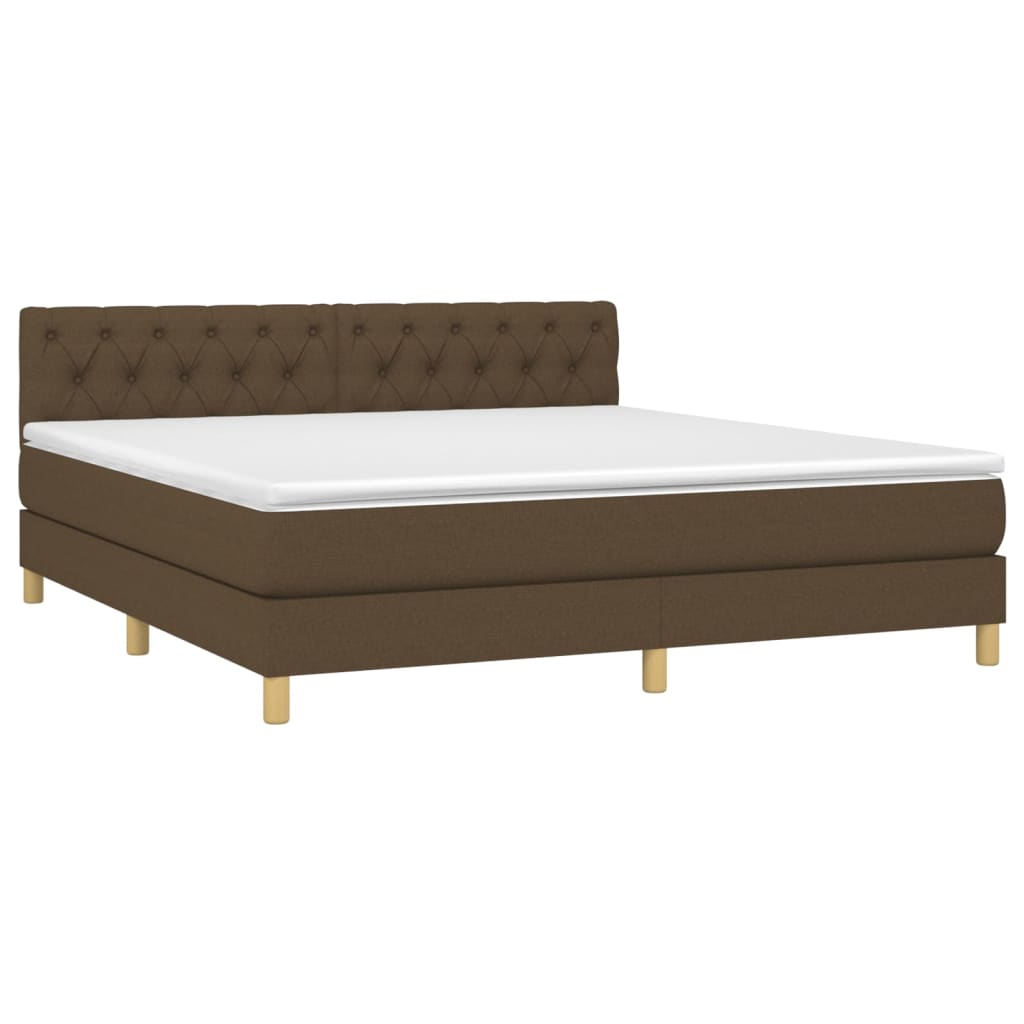 vidaXL Κρεβάτι Boxspring με Στρώμα & LED Σκ.Καφέ 160x200 εκ Υφασμάτινο