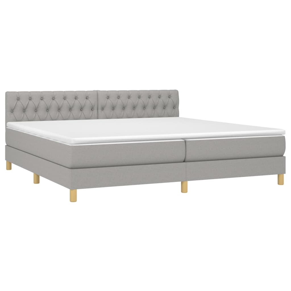 vidaXL Κρεβάτι Boxspring με Στρώμα & LED Αν.Γκρι 200x200εκ. Υφασμάτινο