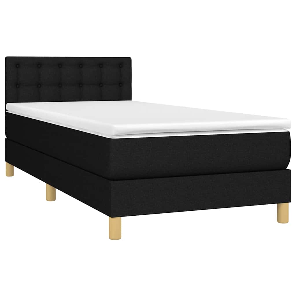 vidaXL Κρεβάτι Boxspring με Στρώμα & LED Μαύρο 80x200 εκ. Υφασμάτινο