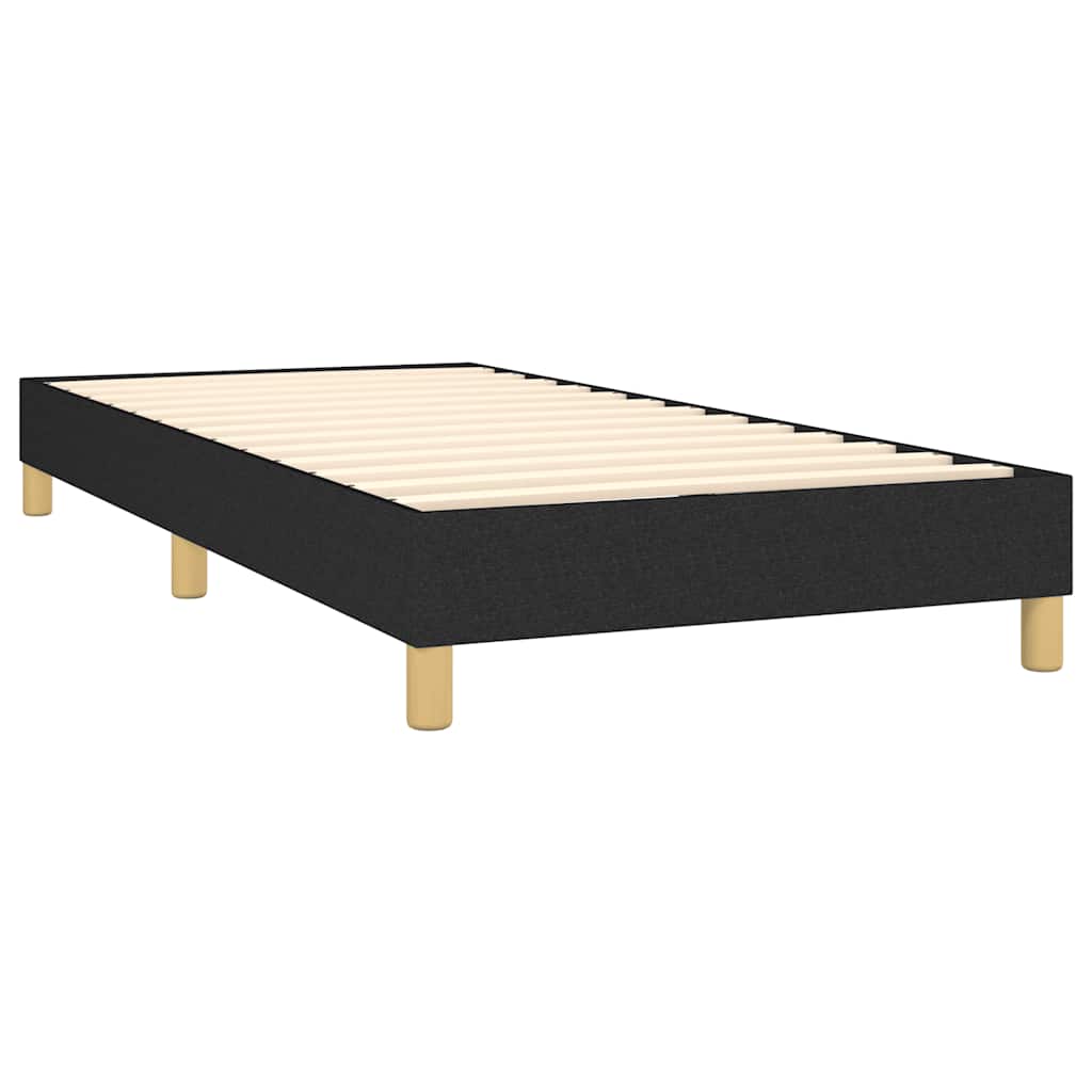 vidaXL Κρεβάτι Boxspring με Στρώμα & LED Μαύρο 90x200 εκ. Υφασμάτινο