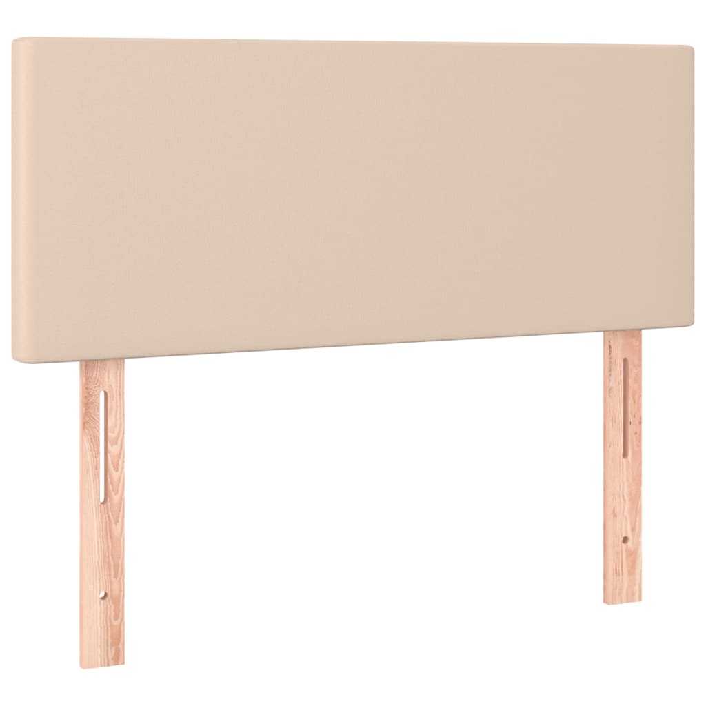 vidaXL Κρεβάτι Boxspring Στρώμα&LED Καπουτσίνο 90x200 εκ. Συνθ. Δέρμα