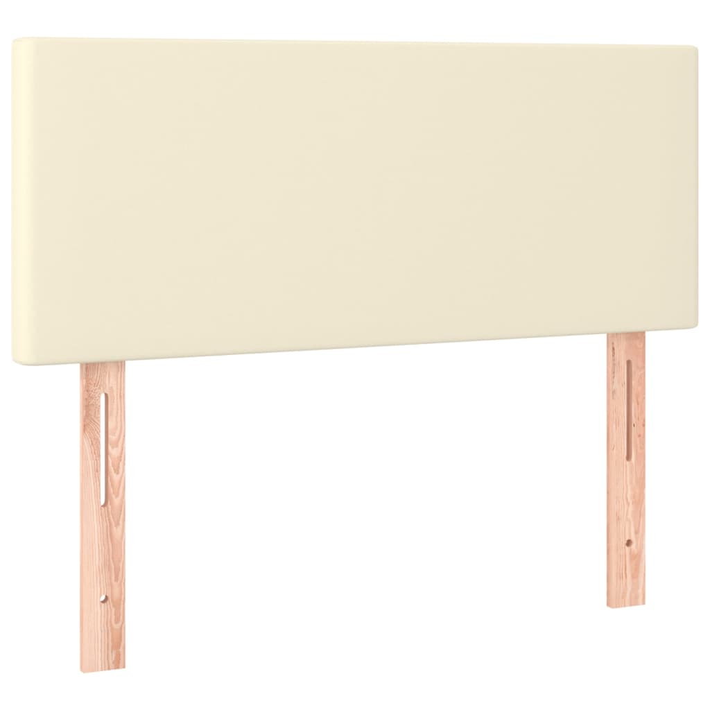 vidaXL Κρεβάτι Boxspring με Στρώμα & LED Κρεμ 100x200 εκ. Συνθ. Δέρμα