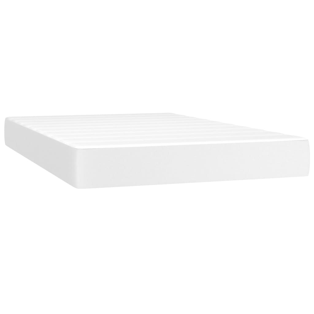 vidaXL Κρεβάτι Boxspring με Στρώμα & LED Λευκό 120x200 εκ. Συνθ. Δέρμα