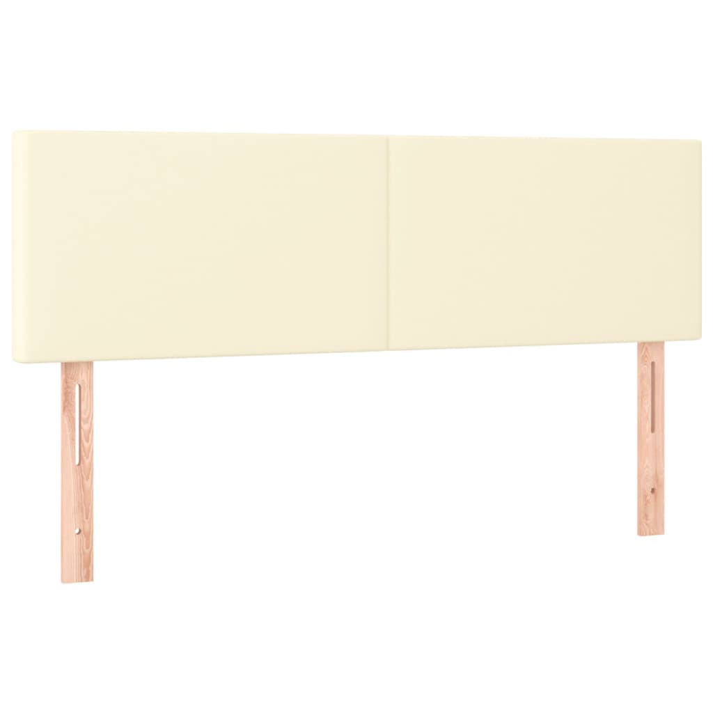 vidaXL Κρεβάτι Boxspring με Στρώμα & LED Κρεμ 140x190 εκ. Συνθ. Δέρμα