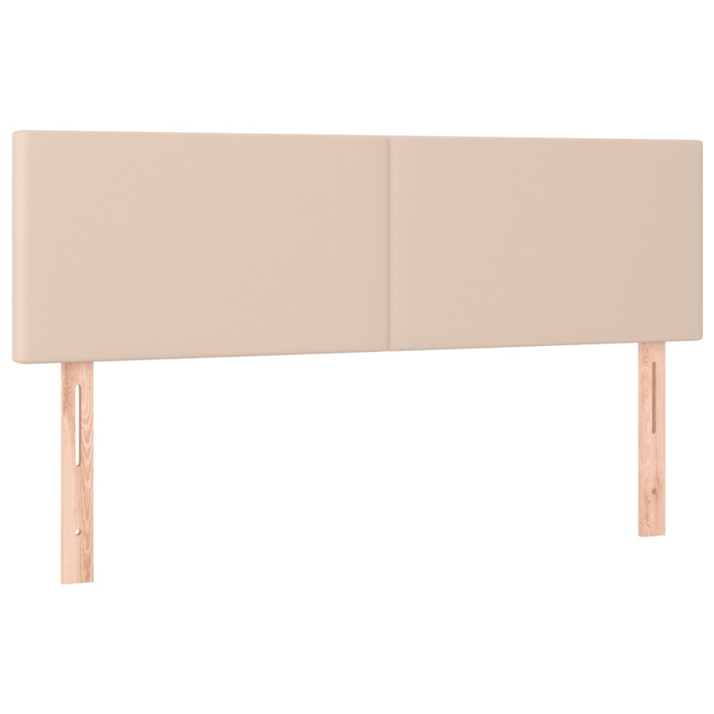 vidaXL Κρεβάτι Boxspring Στρώμα&LED Καπουτσίνο 140x190 εκ. Συνθ. Δέρμα