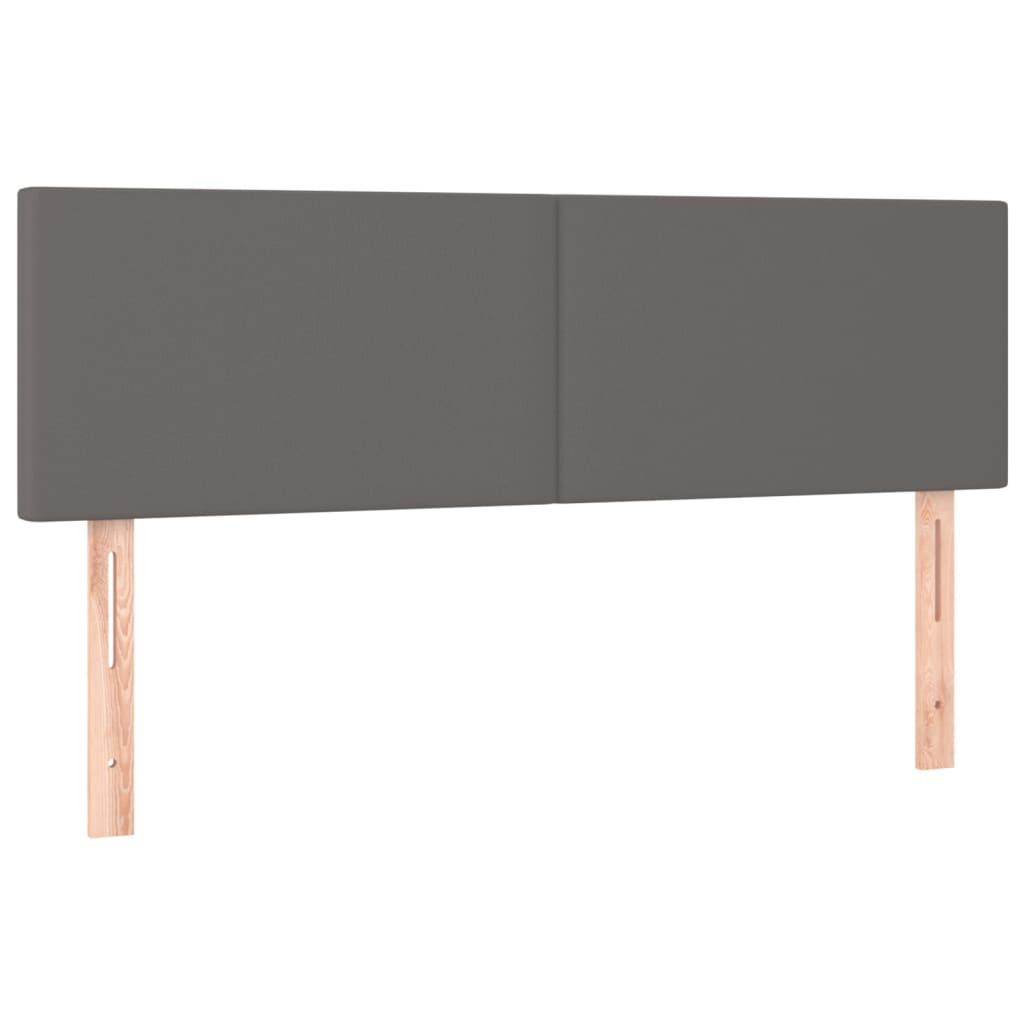 vidaXL Κρεβάτι Boxspring με Στρώμα & LED Γκρι 140x200 εκ. Συνθ. Δέρμα