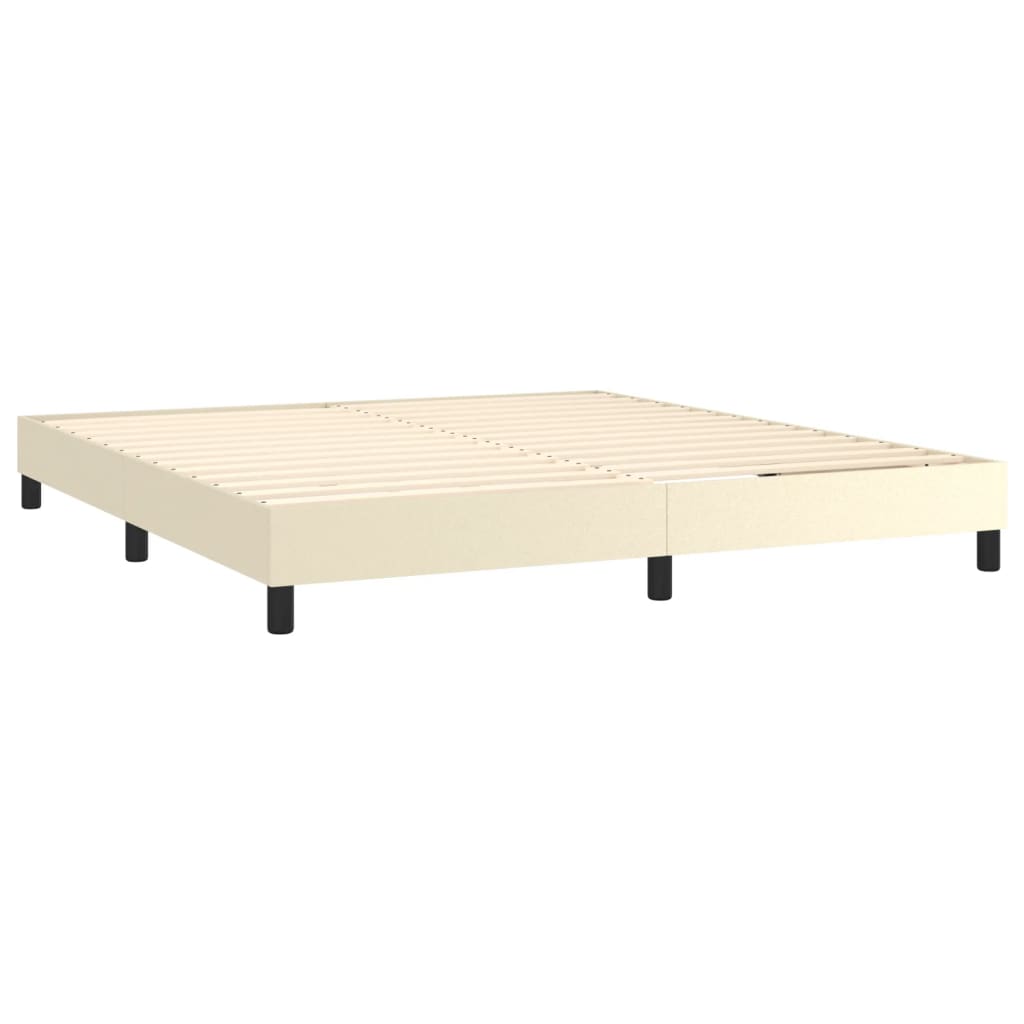 vidaXL Κρεβάτι Boxspring με Στρώμα & LED Κρεμ 160x200 εκ. Συνθ. Δέρμα