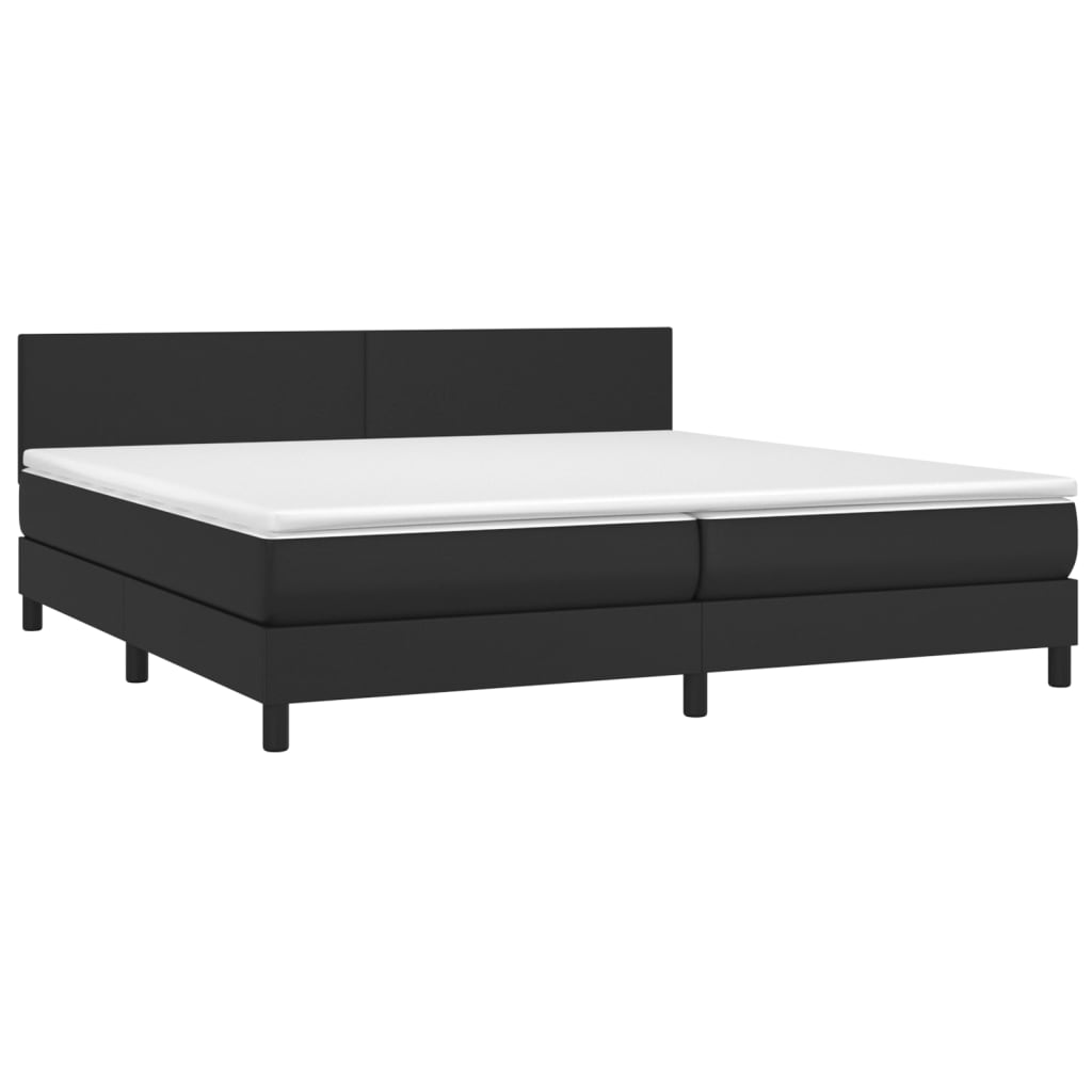 vidaXL Κρεβάτι Boxspring με Στρώμα & LED Μαύρο 200x200 εκ. Συνθ. Δέρμα