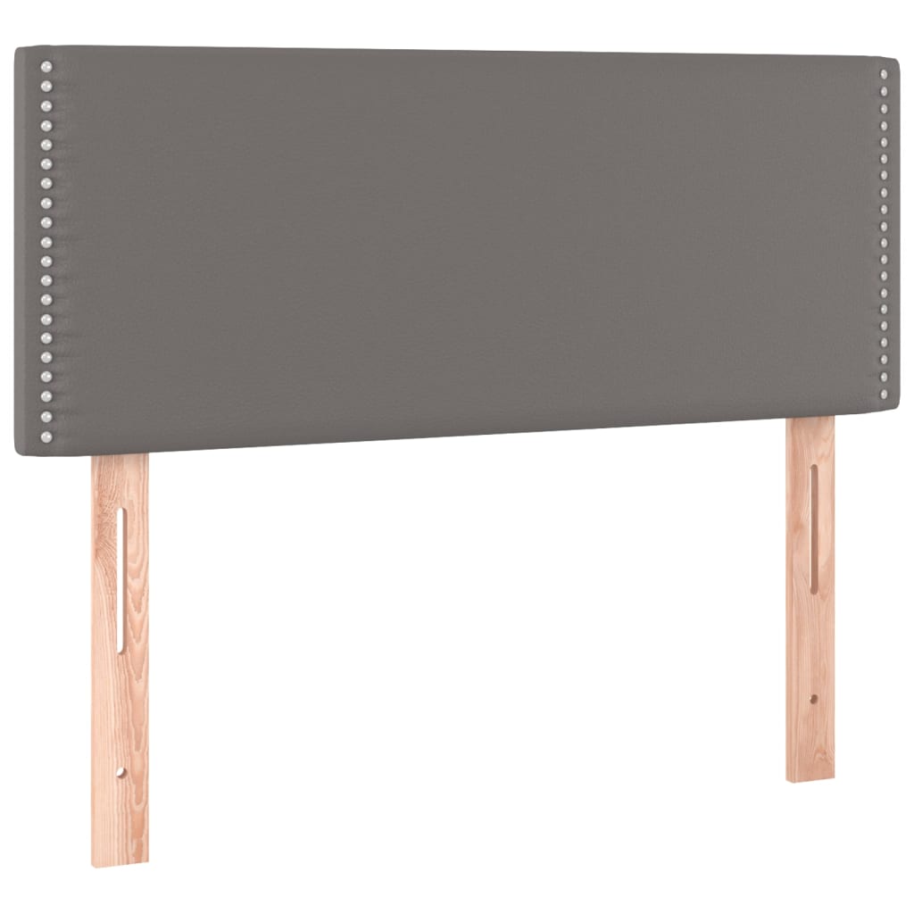 vidaXL Κρεβάτι Boxspring με Στρώμα & LED Γκρι 100x200 εκ. Συνθ. Δέρμα