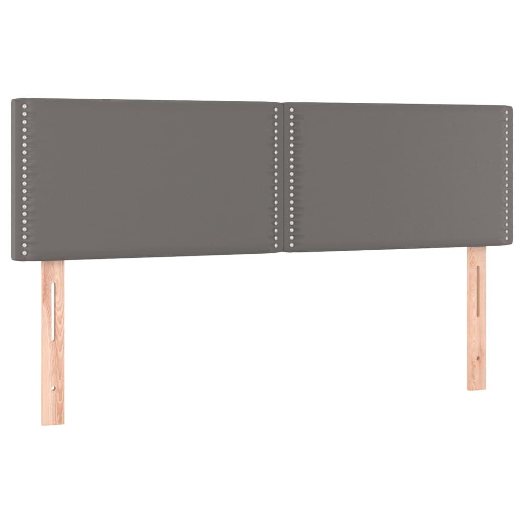 vidaXL Κρεβάτι Boxspring με Στρώμα & LED Γκρι 140x200 εκ. Συνθ. Δέρμα