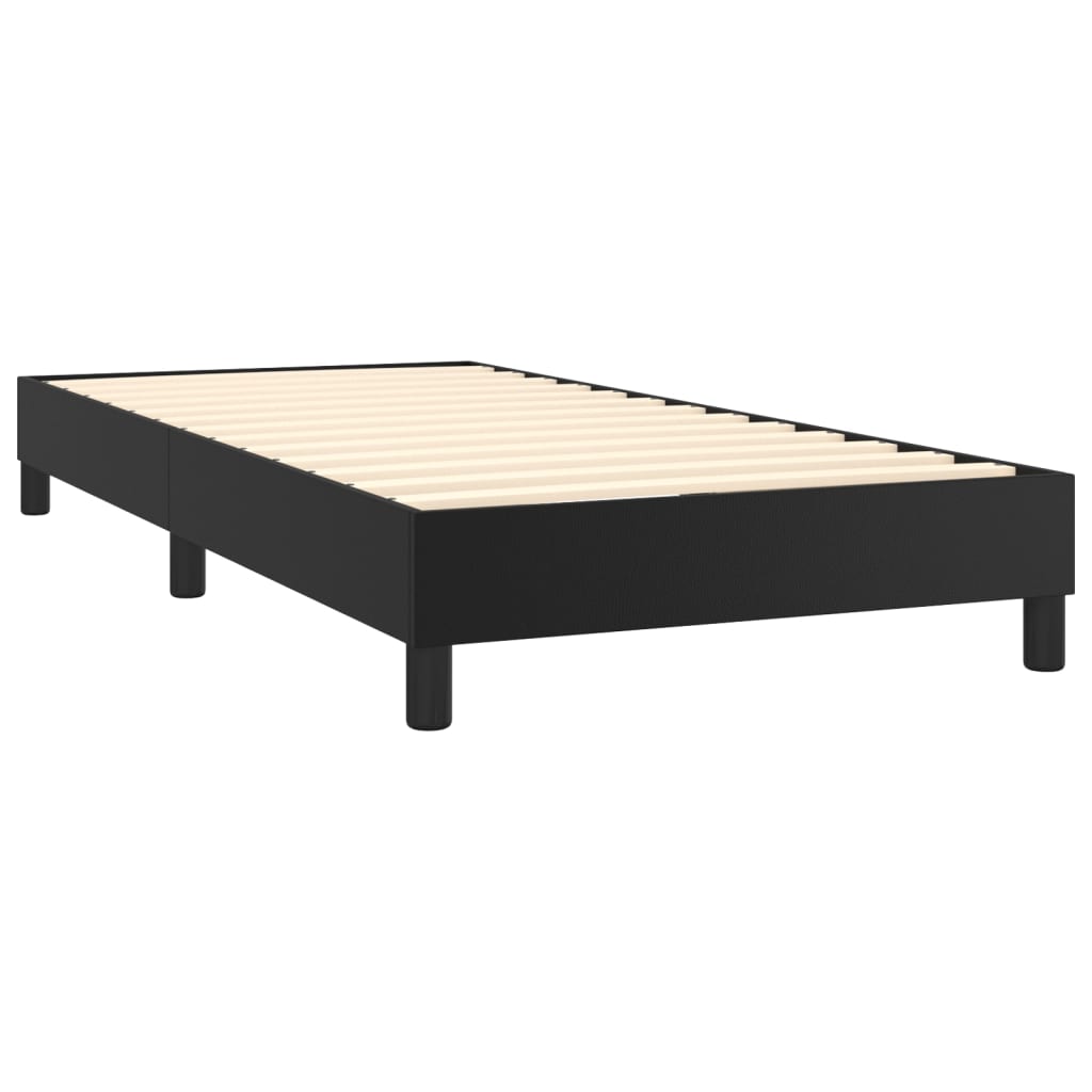vidaXL Κρεβάτι Boxspring με Στρώμα & LED Μαύρο 90x190 εκ. Συνθ. Δέρμα