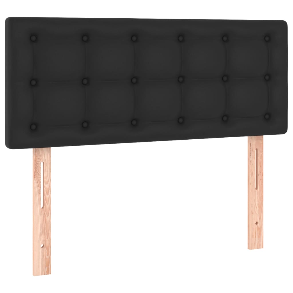 vidaXL Κρεβάτι Boxspring με Στρώμα & LED Μαύρο 90x200 εκ. Συνθ. Δέρμα