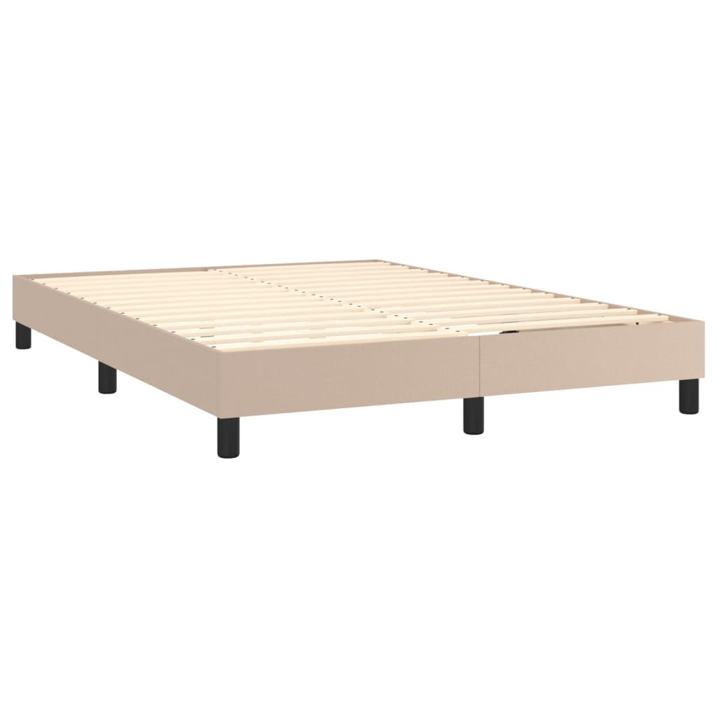 vidaXL Κρεβάτι Boxspring Στρώμα&LED Καπουτσίνο 140x190 εκ. Συνθ. Δέρμα