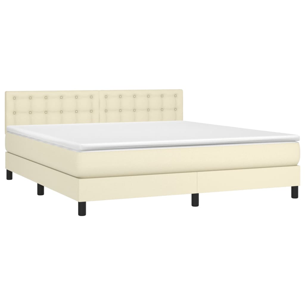 vidaXL Κρεβάτι Boxspring με Στρώμα & LED Κρεμ 160x200 εκ. Συνθ. Δέρμα