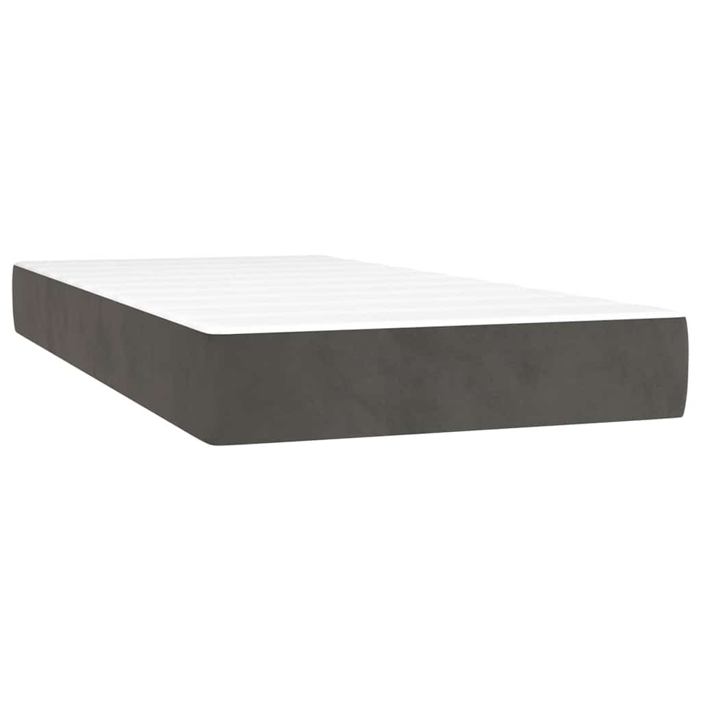 vidaXL Κρεβάτι Boxspring με Στρώμα & LED Σκ. Γκρι 80x200 εκ. Βελούδινο