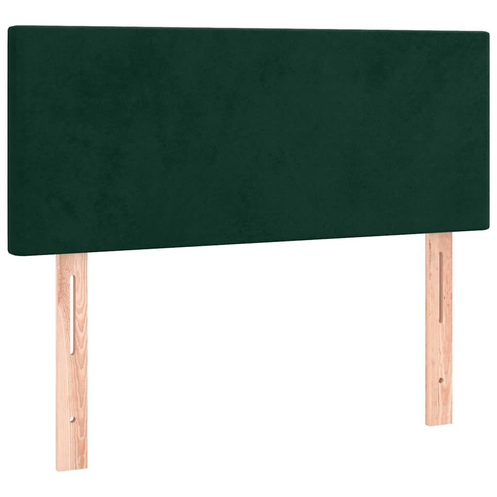 vidaXL Κρεβάτι Boxspring με Στρώμα & LED Σκ. Πράσινο 90x200 εκ Βελούδο