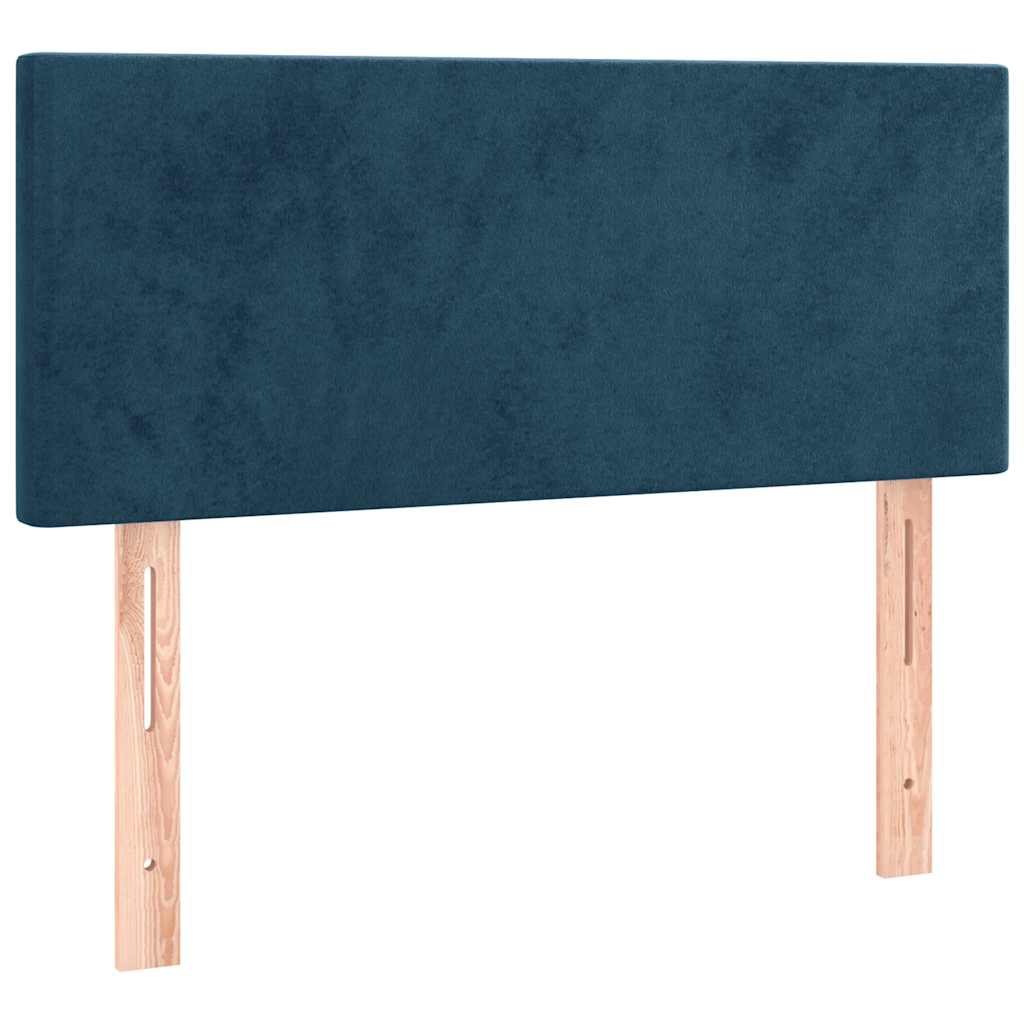 vidaXL Κρεβάτι Boxspring με Στρώμα & LED Σκ. Μπλε 90x200 εκ. Βελούδινο