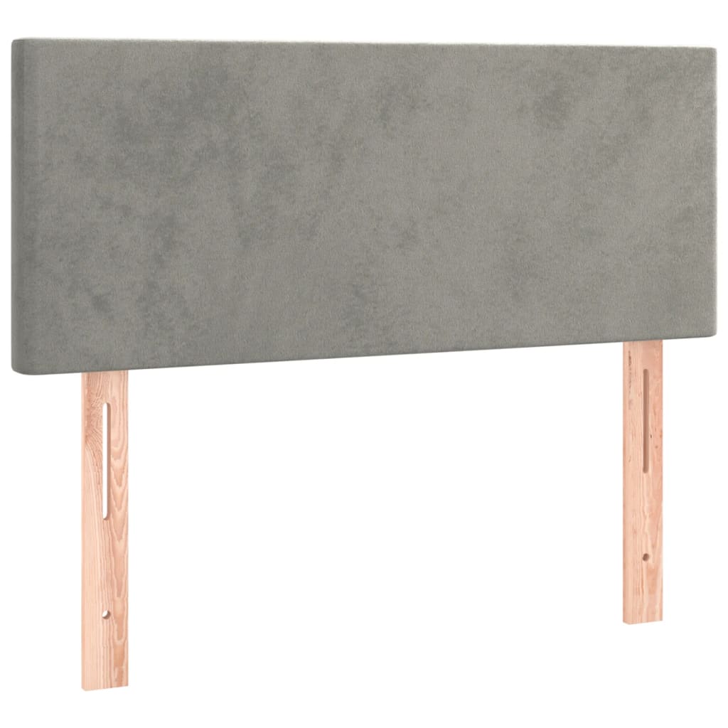 vidaXL Κρεβάτι Boxspring με Στρώμα & LED Αν.Γκρι 100x200 εκ. Βελούδινο