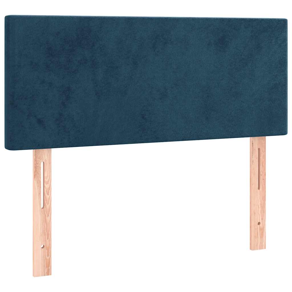 vidaXL Κρεβάτι Boxspring με Στρώμα & LED Σκ. Μπλε 100x200εκ. Βελούδινο