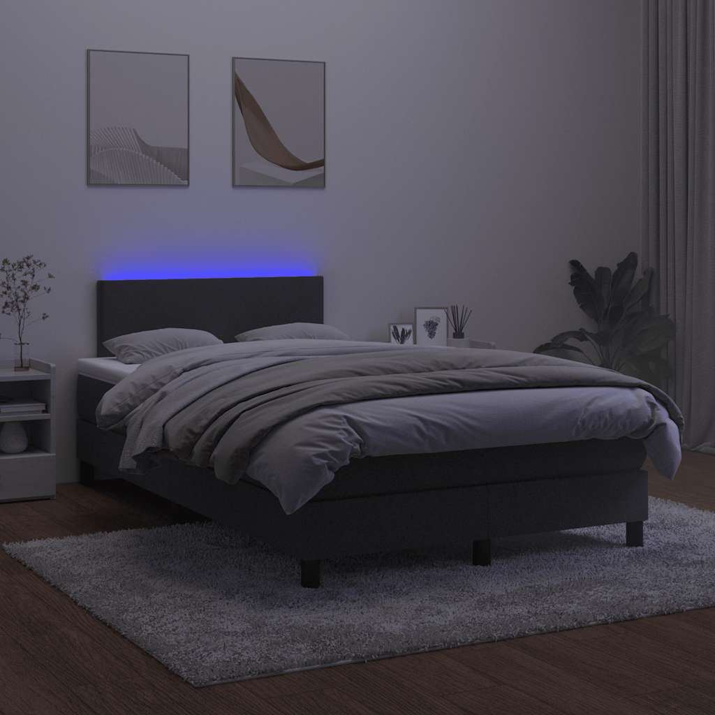 vidaXL Κρεβάτι Boxspring με Στρώμα & LED Μαύρο 120x200 εκ. Βελούδινο