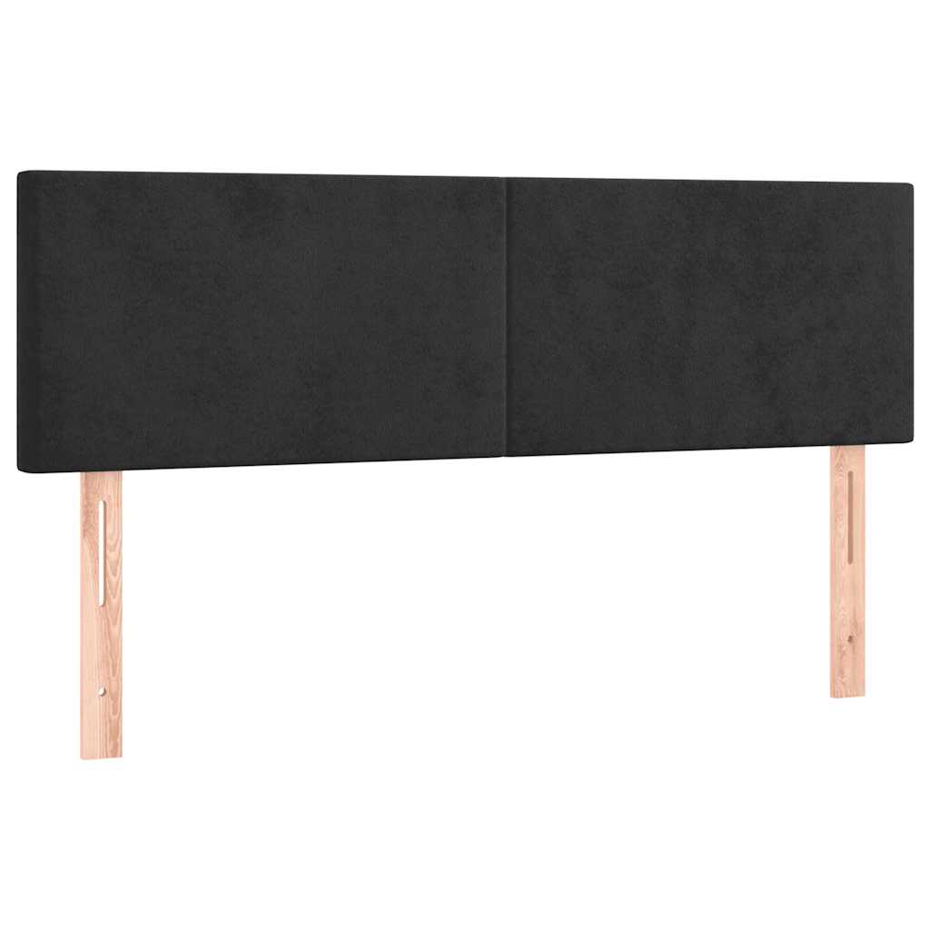 vidaXL Κρεβάτι Boxspring με Στρώμα & LED Μαύρο 140x190 εκ. Βελούδινο