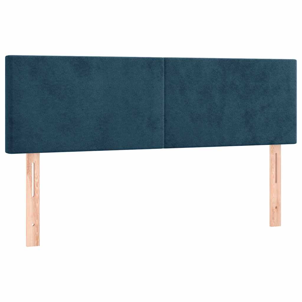 vidaXL Κρεβάτι Boxspring με Στρώμα & LED Σκ. Μπλε 140x190εκ. Βελούδινο