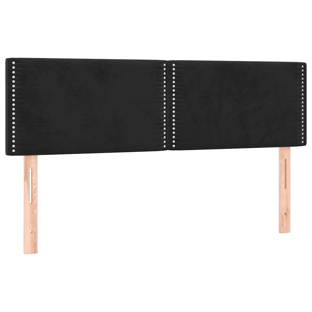 vidaXL Κρεβάτι Boxspring με Στρώμα & LED Μαύρο 140x190 εκ. Βελούδινο