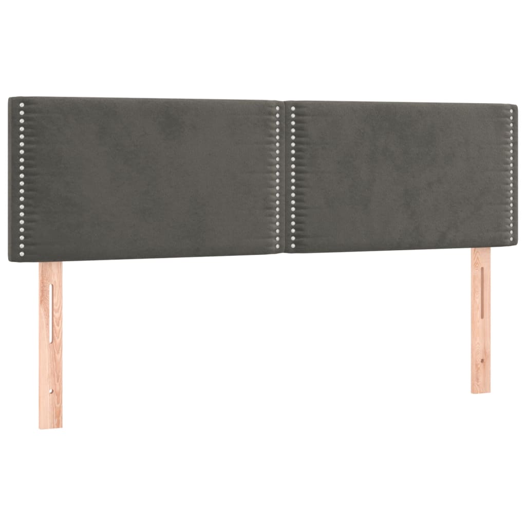 vidaXL Κρεβάτι Boxspring με Στρώμα & LED Σκ. Γκρι 140x200εκ. Βελούδινο