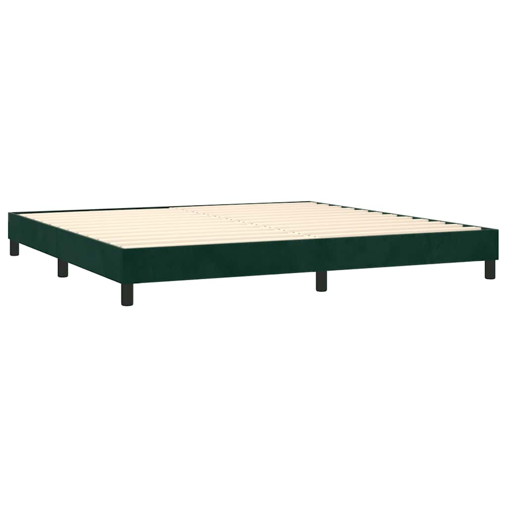 vidaXL Κρεβάτι Boxspring με Στρώμα & LED Σκ. Πράσινο 200x200εκ Βελούδο