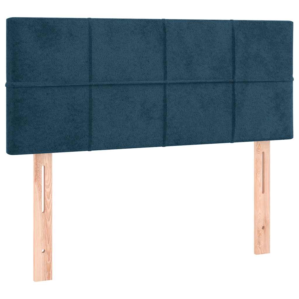 vidaXL Κρεβάτι Boxspring με Στρώμα & LED Σκ. Μπλε 80x200 εκ. Βελούδινο