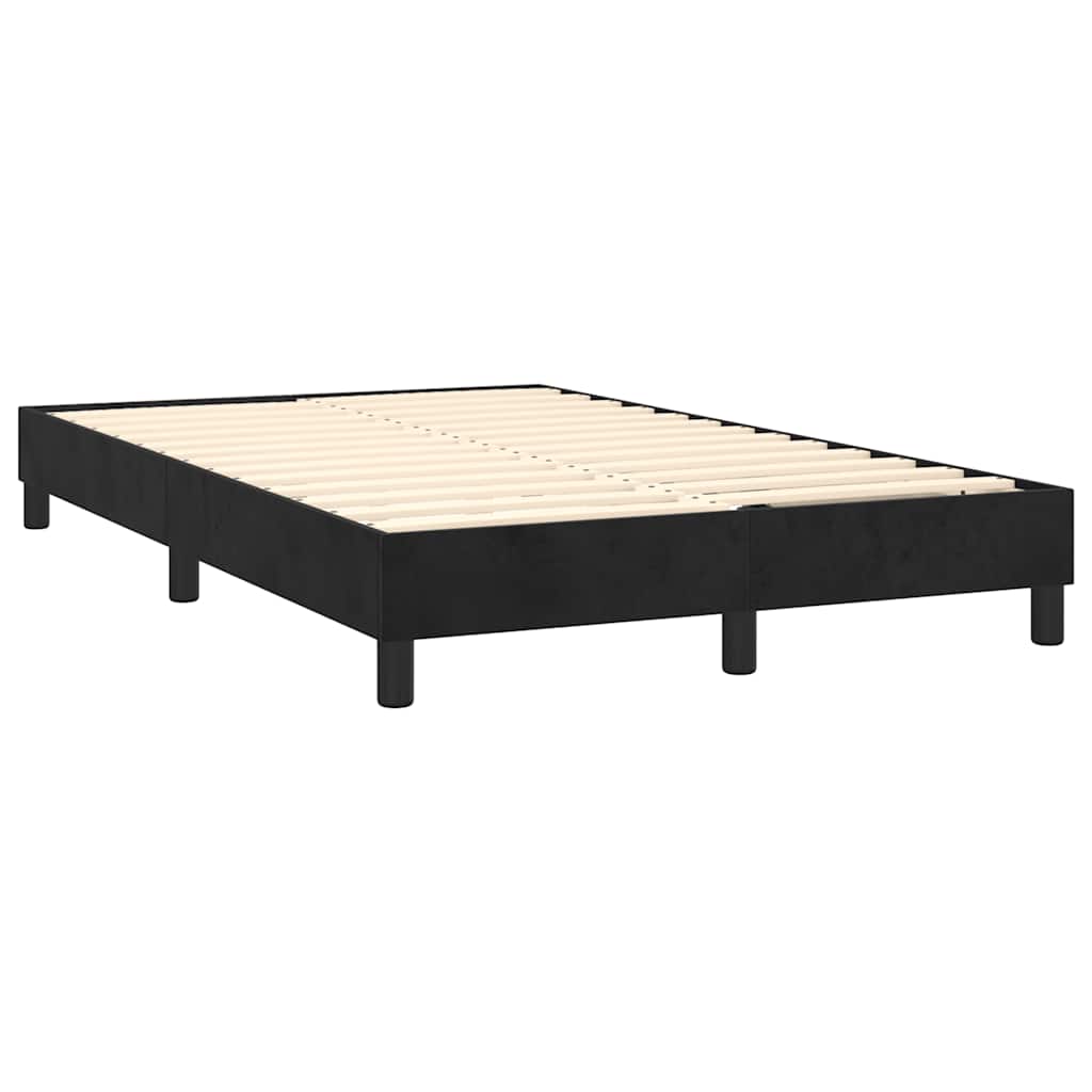 vidaXL Κρεβάτι Boxspring με Στρώμα & LED Μαύρο 120x200 εκ. Βελούδινο