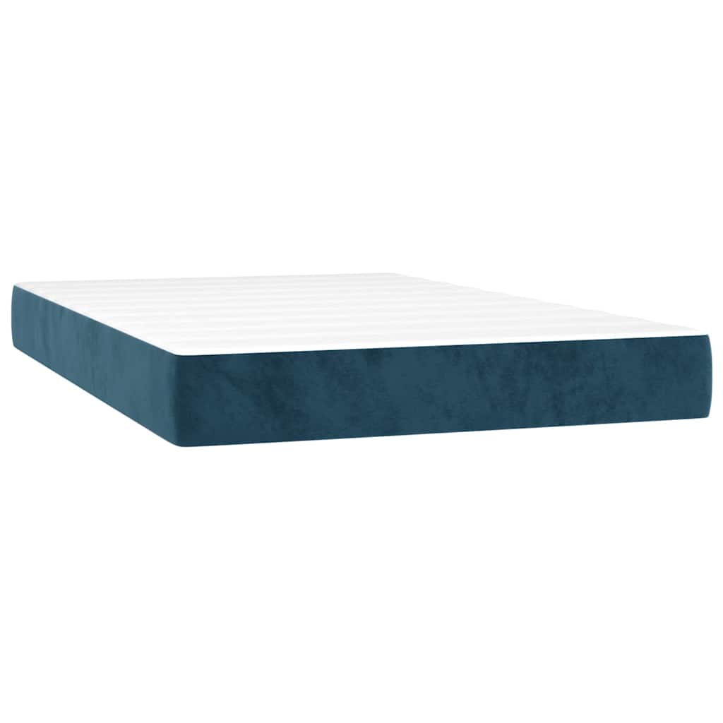 vidaXL Κρεβάτι Boxspring με Στρώμα & LED Σκ. Μπλε 120x200εκ. Βελούδινο