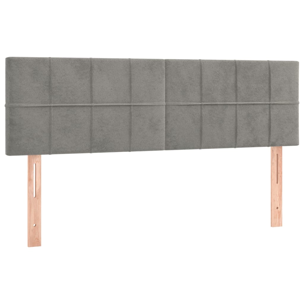 vidaXL Κρεβάτι Boxspring με Στρώμα&LED Αν. Γκρι 140x190 εκ. Βελούδινο