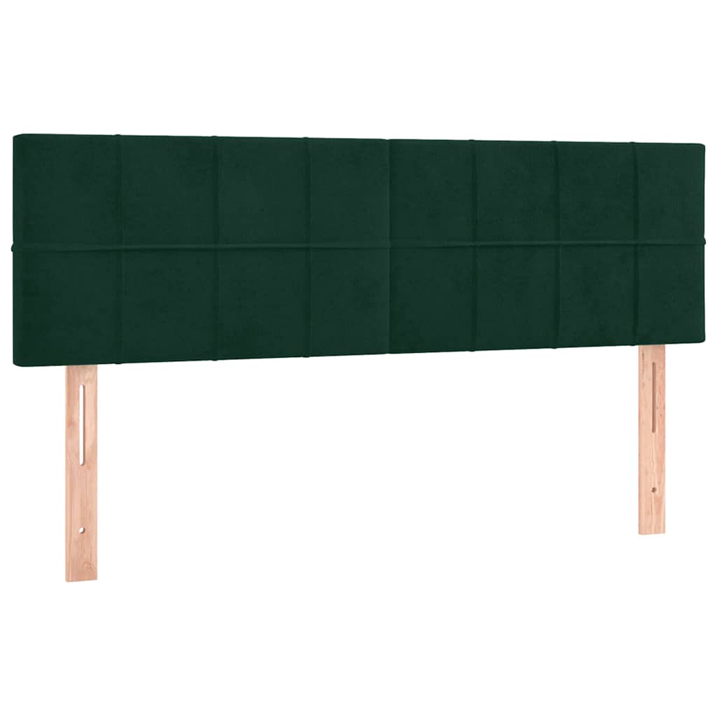 vidaXL Κρεβάτι Boxspring με Στρώμα & LED Σκ. Πράσινο 140x190εκ Βελούδο