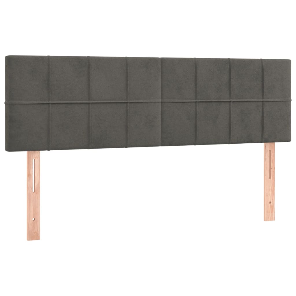 vidaXL Κρεβάτι Boxspring με Στρώμα & LED Σκ. Γκρι 140x200εκ. Βελούδινο