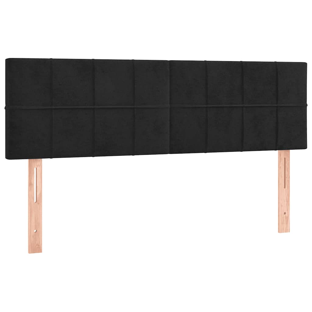 vidaXL Κρεβάτι Boxspring με Στρώμα & LED Μαύρο 140x200 εκ. Βελούδινο