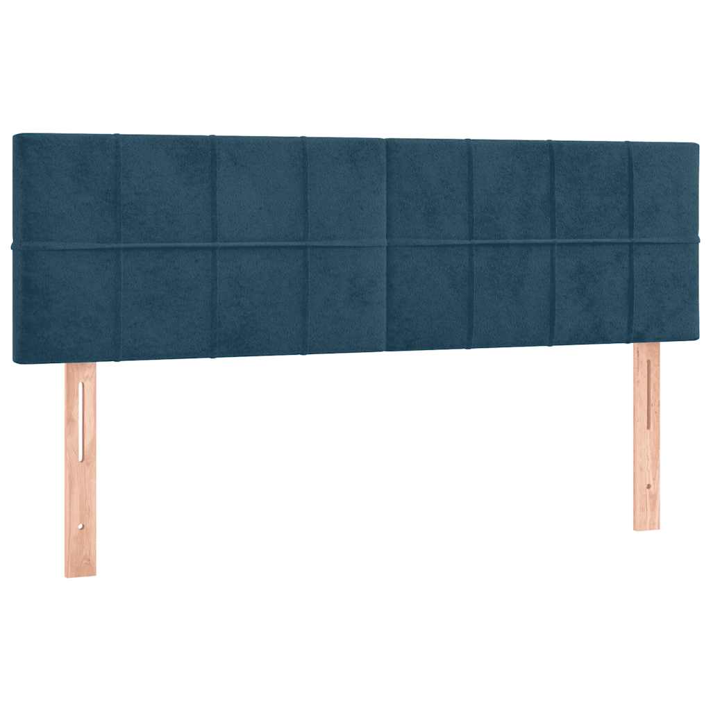 vidaXL Κρεβάτι Boxspring με Στρώμα & LED Σκ. Μπλε 140x200εκ. Βελούδινο