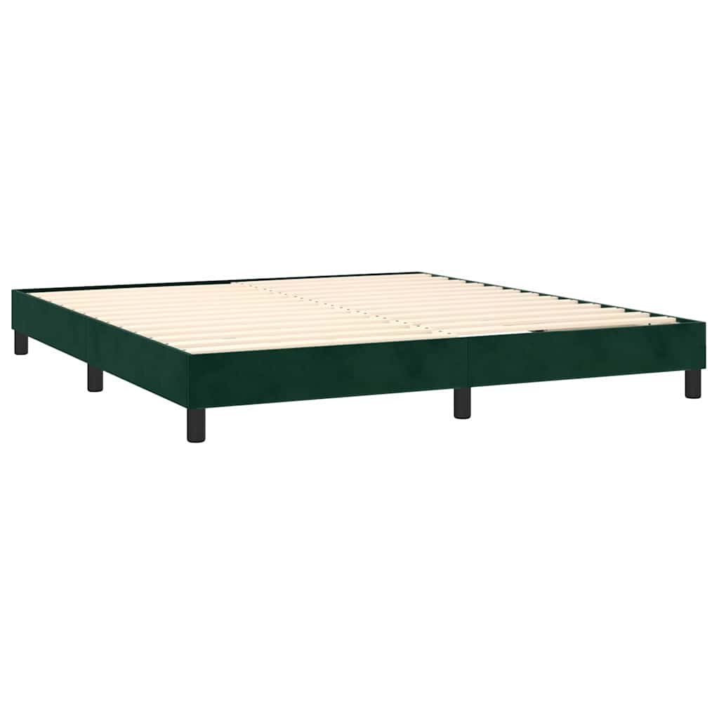 vidaXL Κρεβάτι Boxspring με Στρώμα & LED Σκ. Πράσινο 160x200εκ Βελούδο