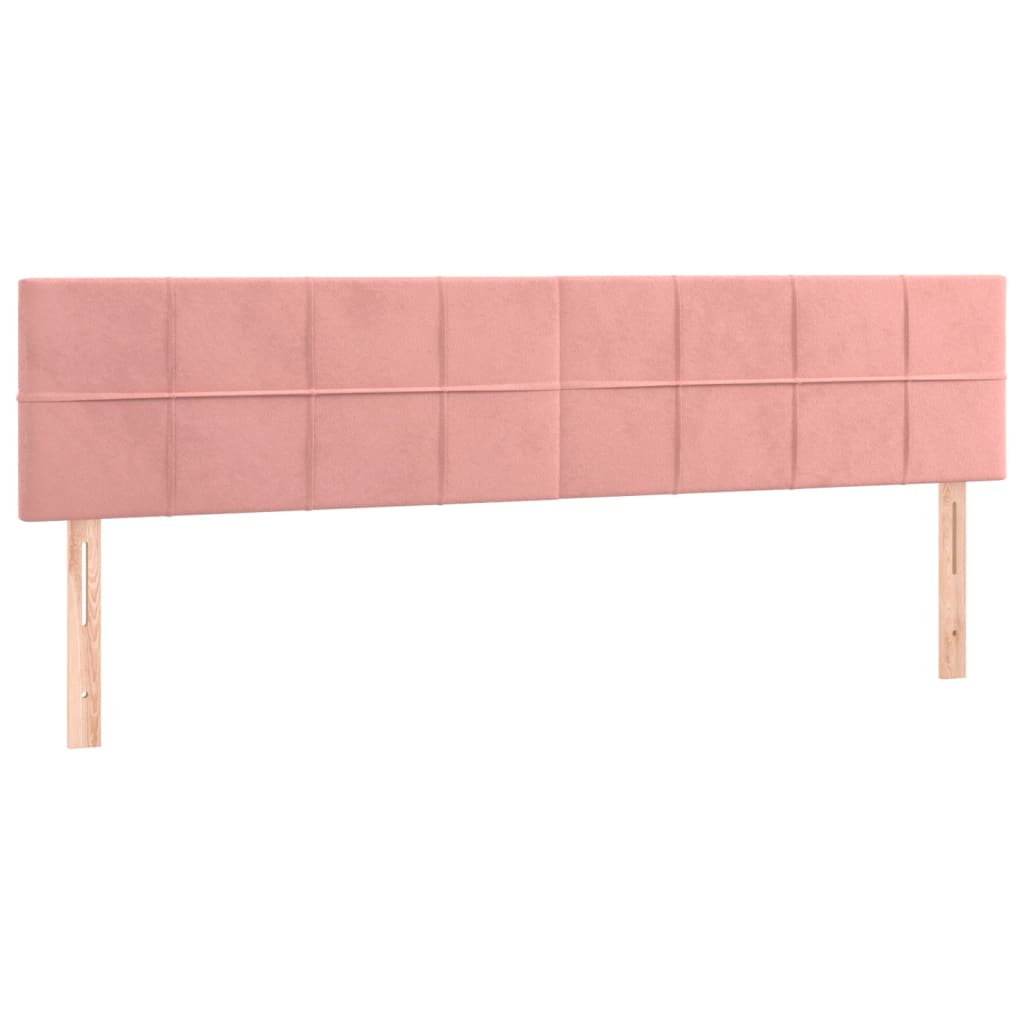 vidaXL Κρεβάτι Boxspring με Στρώμα & LED Ροζ 160x200 εκ. Βελούδινο
