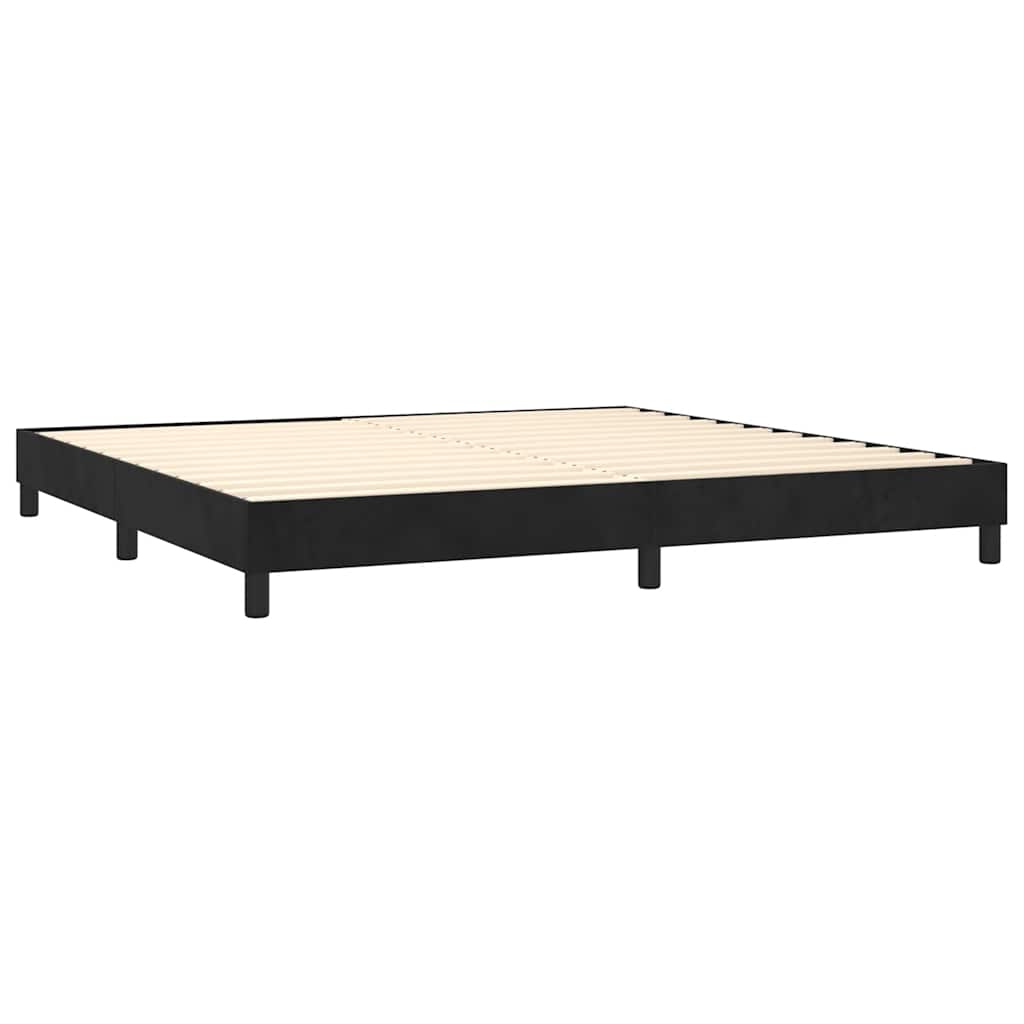 vidaXL Κρεβάτι Boxspring με Στρώμα & LED Μαύρο 200x200 εκ. Βελούδινο
