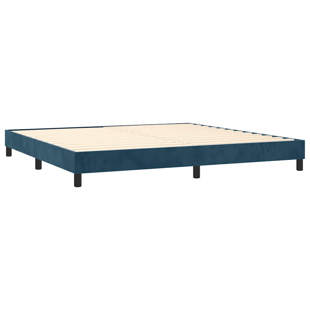 vidaXL Κρεβάτι Boxspring με Στρώμα & LED Σκ. Μπλε 200x200εκ. Βελούδινο