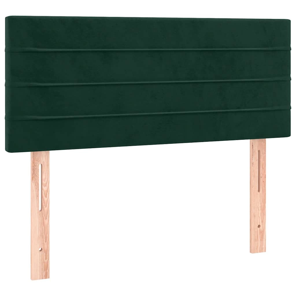 vidaXL Κρεβάτι Boxspring με Στρώμα & LED Σκ. Πράσινο 80x200 εκ Βελούδο