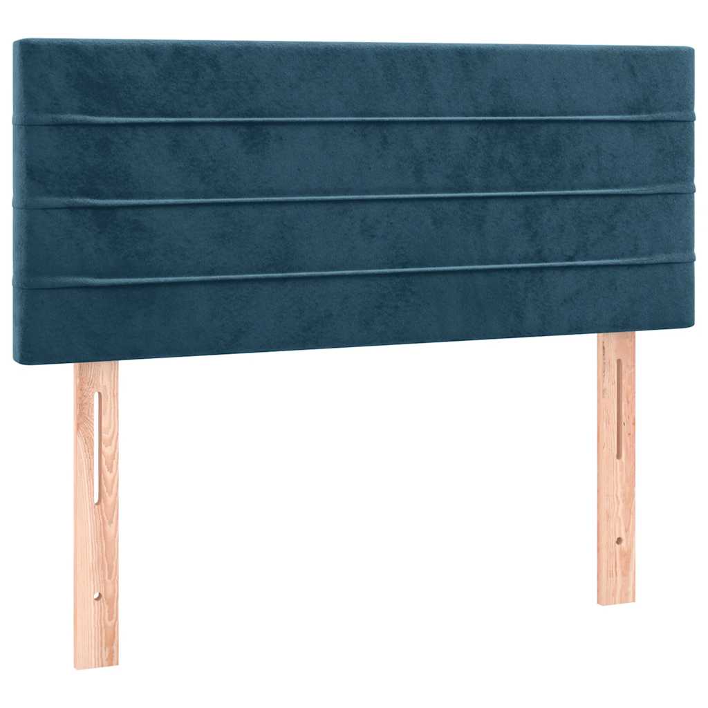 vidaXL Κρεβάτι Boxspring με Στρώμα & LED Σκ. Μπλε 80x200 εκ. Βελούδινο