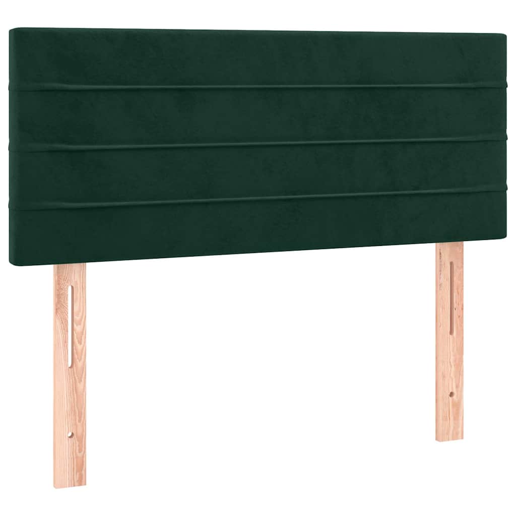 vidaXL Κρεβάτι Boxspring με Στρώμα & LED Σκ. Πράσινο 90x190 εκ Βελούδο