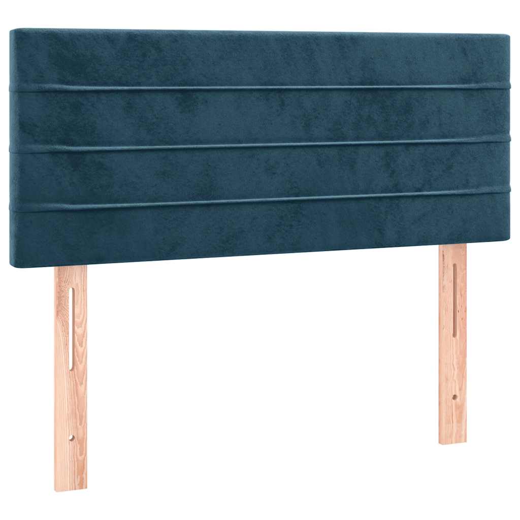 vidaXL Κρεβάτι Boxspring με Στρώμα & LED Σκ. Μπλε 90x190 εκ. Βελούδινο