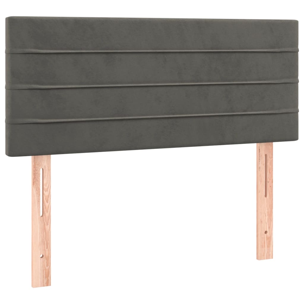 vidaXL Κρεβάτι Boxspring με Στρώμα & LED Σκ. Γκρι 90x200 εκ. Βελούδινο