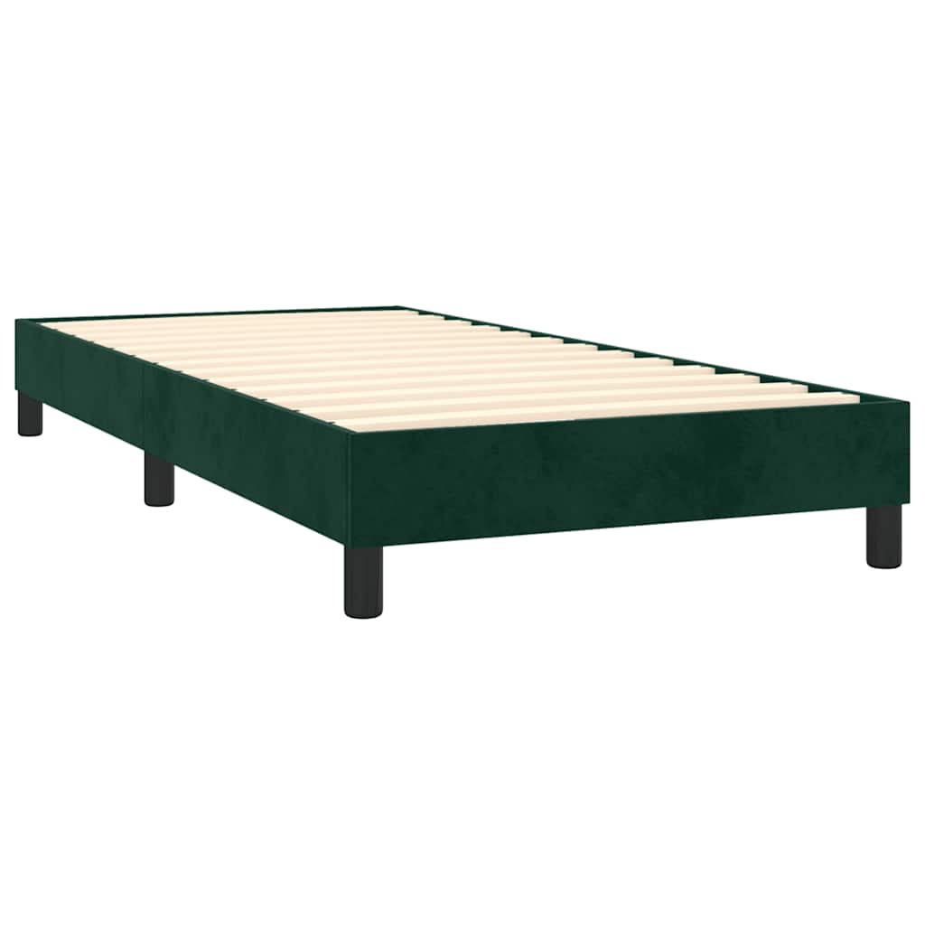 vidaXL Κρεβάτι Boxspring με Στρώμα & LED Σκ. Πράσινο 90x200 εκ Βελούδο